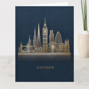 Elegante Gouden Londense Stadssilhouet Illustratie Kaart