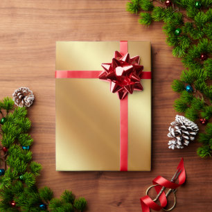 Elegante gouden look eenvoudige vrolijke kerstcade cadeaupapier