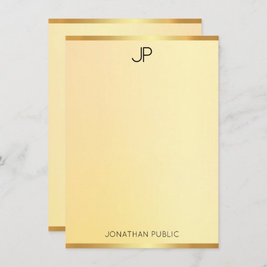 Elegante gouden look Sjabloon Modern Monogram Eenv (Voorkant / Achterkant)