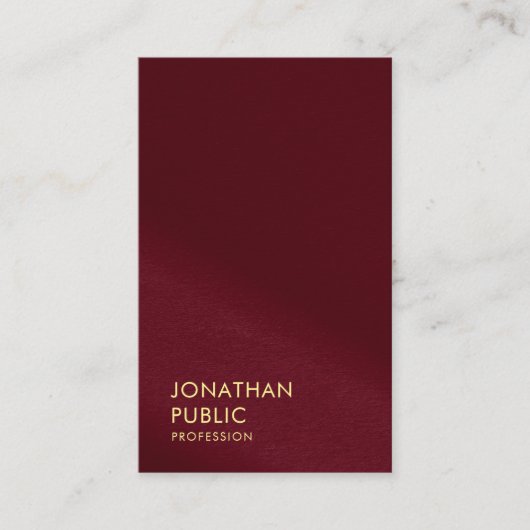 Elegante gouden look tekst Sjabloon Bourgogne Rood Visitekaartje (Voorkant)