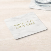 Elegante gouden look tekst wit marmer Sjabloon Kartonnen Onderzetters (Schuin)