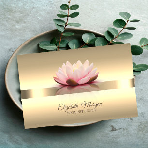 Elegante Gouden Lotus Bloem Yoga Instructeur Visitekaartje