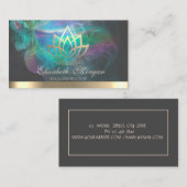 Elegante gouden lotus, holografische inkt yoga visitekaartje (Voorkant / Achterkant)