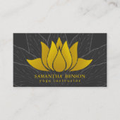 Elegante gouden Lotus Logo Elegante zwarte bloemen Visitekaartje (Voorkant)