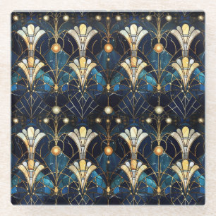 Elegante gouden lotus nepgeglazuurd glas patroon glazen onderzetter