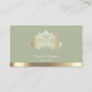 Elegante Gouden Lotus Streep Mint Groen Visitekaartje