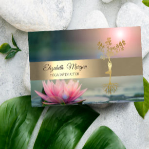 Elegante Gouden Lotus Yoga Boom Visitekaartje