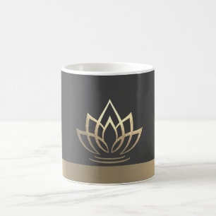 Elegante Gouden Lotus, Yoga Koffiemok