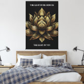 Elegante gouden lotusbloem Het licht in mij... Canvas Afdruk (Insitu (Slaapkamer))