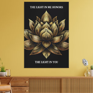 Elegante gouden lotusbloem Het licht in mij... Canvas Afdruk