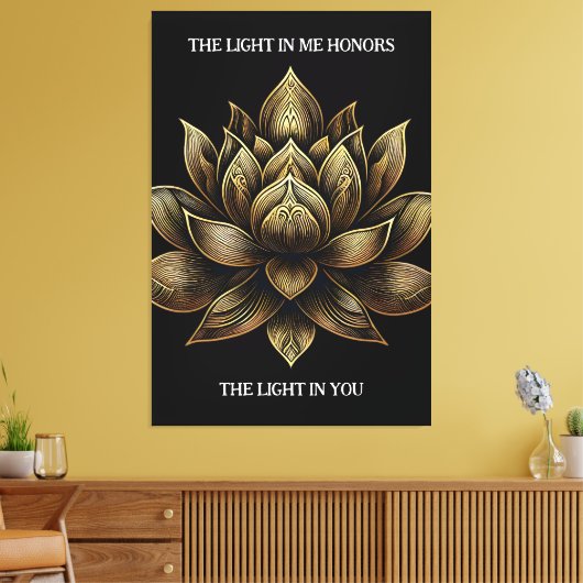 Elegante gouden lotusbloem Het licht in mij... Canvas Afdruk (Insitu (Woonkamer))