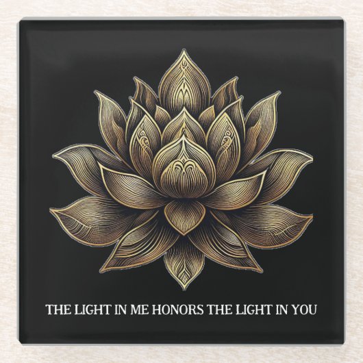 Elegante gouden lotusbloem Het licht in mij... Glazen Onderzetter (Voorkant)
