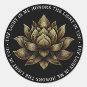 Elegante gouden lotusbloem Het licht in mij... Ronde Sticker (Voorkant)