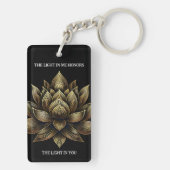 Elegante gouden lotusbloem Het licht in mij... Sleutelhanger (achterkant)