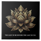 Elegante gouden lotusbloem Het licht in mij... Tegeltje (Voorkant)