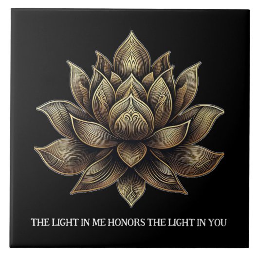 Elegante gouden lotusbloem Het licht in mij... Tegeltje (Voorkant)