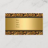Elegante gouden luipaard dierenprint visitekaartje (Achterkant)