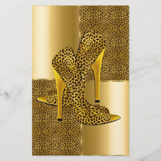 Elegante gouden luipaard hoge hakken schoenen dier