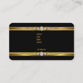 Elegante gouden luipaard zwarte faux diamant visitekaartje (Achterkant)