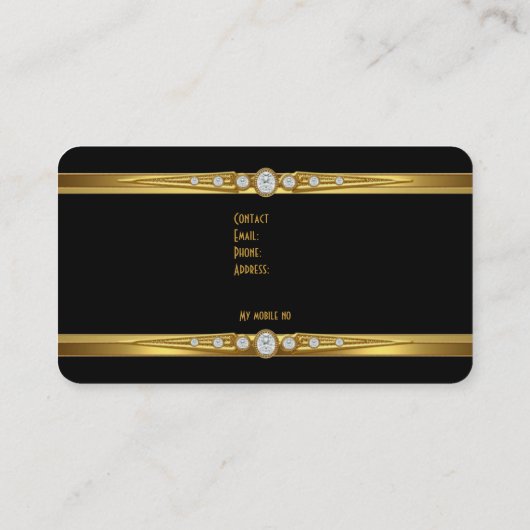 Elegante gouden luipaard zwarte faux diamant visitekaartje (Achterkant)