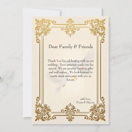 Elegante gouden luxe formele bruiloft bedankkaart (Voorkant)