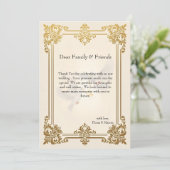 Elegante gouden luxe formele bruiloft bedankkaart (Staand voorkant)