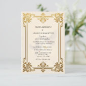 Elegante gouden luxe formele bruiloft RSVP kaartje (Staand voorkant)