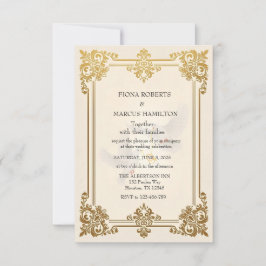 Elegante gouden luxe formele bruiloft RSVP kaartje