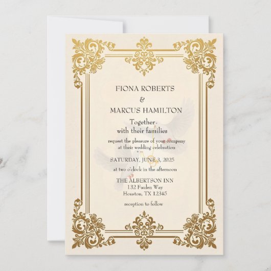 Elegante gouden luxe formele bruiloft save the date (Voorkant)