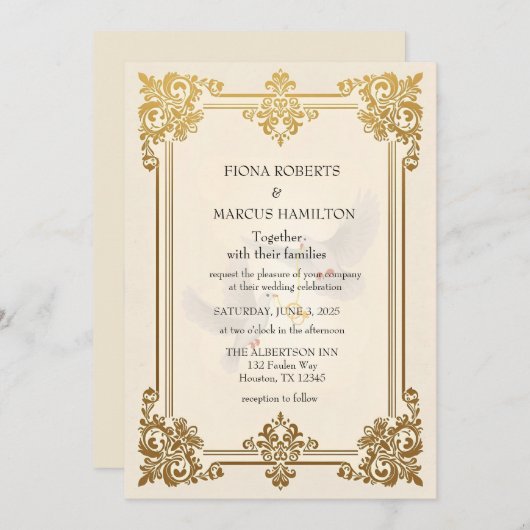 Elegante gouden luxe formele bruiloft save the date (Voorkant / Achterkant)