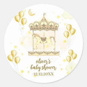 Elegante gouden magische ballon Carrousel Baby sho Ronde Sticker