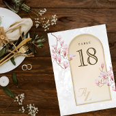 Elegante gouden magnolia huwelijks tafel nummertje kaart