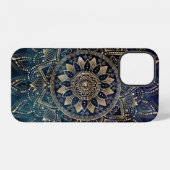 Elegante Gouden Mandala Blauwe Melkweg iPhone Hoesje (Achterkant horizontaal)
