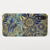 Elegante gouden mandala bloemen blauwe nevel Case-Mate iPhone case (Achterkant (horizontaal))