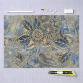 Elegante gouden mandala bloemen blauwe nevel tissuepapier (Craft)