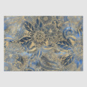 Elegante gouden mandala bloemen blauwe nevel tissuepapier (Voorkant)