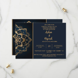 Elegante gouden mandala bruiloft uitnodiging