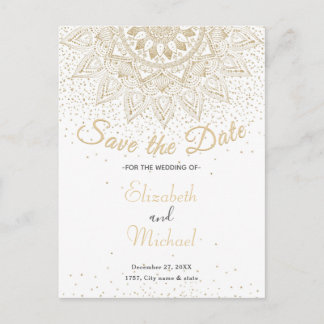 Elegante Gouden Mandala Confetti Ontwerp Aankondigingskaart