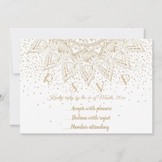 Elegante Gouden Mandala Confetti Ontwerp Kaart (Voorkant)
