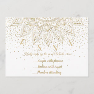 Elegante Gouden Mandala Confetti Ontwerp Kaart