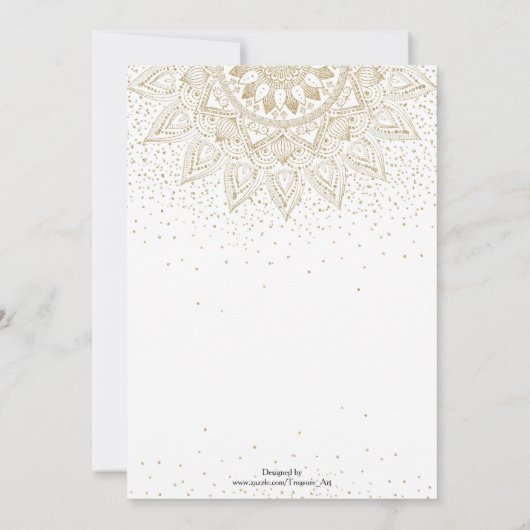 Elegante Gouden Mandala Confetti Ontwerp Kaart (Achterkant)