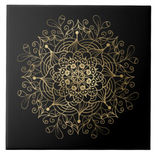 Elegante gouden mandala decor keramische tegel tegeltje