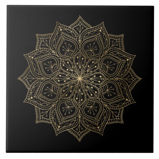 Elegante gouden mandala decor tegeltje (Voorkant)