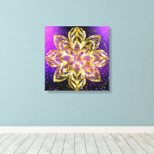 Elegante gouden Mandala Glitter Paarse Gradient Canvas Afdruk (Insitu (Houten vloer))