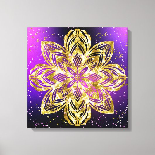 Elegante gouden Mandala Glitter Paarse Gradient Canvas Afdruk (Voorkant)