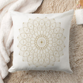 Elegante Gouden Mandala – Grote Cirkelvormige Digi Kussen
