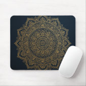 Elegante gouden mandala op Navy Mousepad Muismat (Met muis)