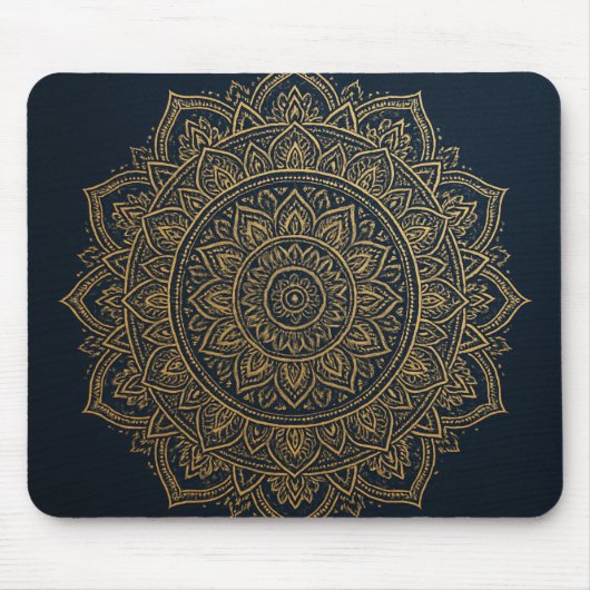 Elegante gouden mandala op Navy Mousepad Muismat (Voorkant)