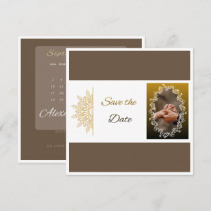 Elegante Gouden Mandala Save the Date Trouw 