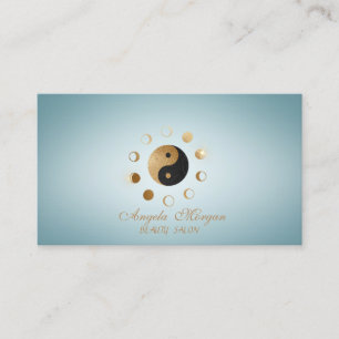 Elegante Gouden Manen Ying Yang Blauw Visitekaartje